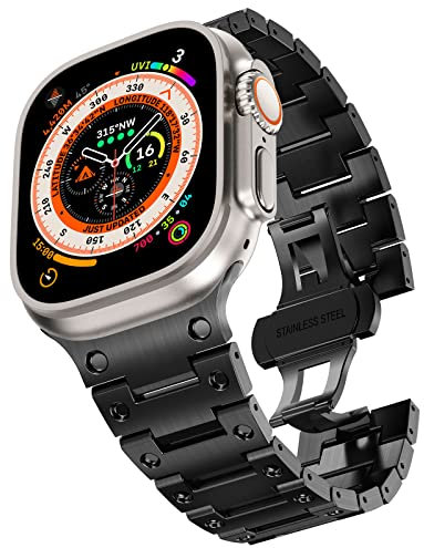 KADES 49mm 46mm 45mm 44mm 42mm(Series 3 2 1) Metallarmband Kompatibel mit Apple Watch Ultra,Herren Gliederarmband für iWatch Ultra 3 2 1,SE 3 2 1,Series 11 10 9 8 7 6 5 4 3 2 1,Schwarz