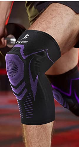 Rexchi Professionelle elastische Anti-Kollisions-Knieschützer Fitness Laufen Basketball Radfahren Beinschutz Pads Knie (Grau, Blau, XL)