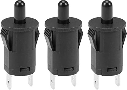 Rebower 3uds Puerta Luz Interruptor PB35 Momentáneo AC 250V 3A Negro | Normalmente Cerrado Reemplazo Interruptor, para Refrigerador o Congelador Aplicaciones Iluminación