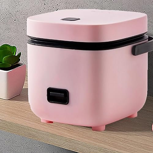 PanHuiWen Electric Rice Cooker Small 1 Person, Microwave Rice Cooker Small Mini Ricecooker Small 1.2 Litre, Non-Stick Removable Bowl,Pink