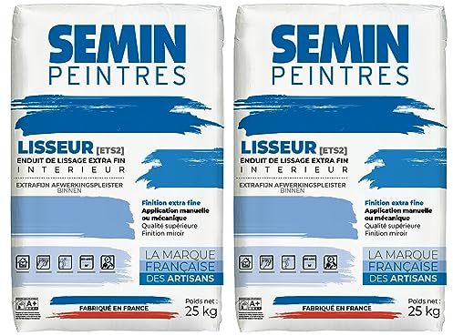 Enduit de Lissage Semin Lisseur ETS2, Intérieur, Poudre, sac de 25 kg, Lot de 2