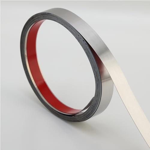Trimold Edelstahl-Wandleiste zum Abziehen und Aufkleben, flexible, selbstklebende Metallleiste für Decke, Spiegelrahmen und mehr,Gebürstetes Silber,5m x 1cm