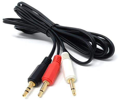 DRUT 2m 3.5mm Stereo Jack to 2 x 3.5mm Mono Jack Plugs OFC Black 6.5ft | Gold Connectors, Audio AUX Splitter Cable Lead