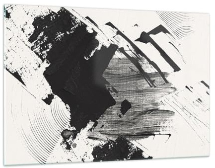 Bilder auf Glas 120x80cm Wandbild Glasdruck Abstrakt Schwarz-Weiß - 5958 | Hallo UND Modern Groß XXL Modern Dekoration Wohnzimmer Schlafzimmer Küche Wanddeko Kunstdruck Art Wall Decor ARTTOR