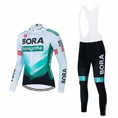 louizumify Herren Radfahren Lange Ärmel Anzug mit 3D gepolsterte Hose Stretch hohe Leistung Baumwolle und 3 Tasche