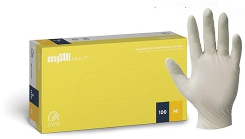 MEDICALMONO - 1000 Guanti monouso in Lattice, senza polvere easyCARE, certificati CE, Guanti per alimenti, Guanti medici monouso (S - 1000 Pezzi)