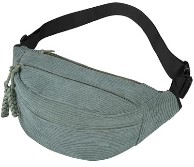 Funtlend Bauchtasche Cord Bauchtasche Schwarz Gürteltasche Outdoor Sport Fanny Pack für Teenager Sportlich
