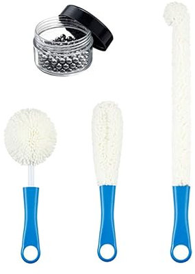 Juego de 3 cepillos de limpieza para copas de vino con cuentas de limpieza de 3 mm para copas de vino, cepillos de limpieza eficientes para decantadores de vino, mantenimiento de calidad para bares y