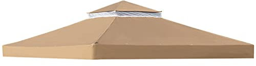 frides Tetto per Padiglione 3 X 3 M, Copertura di Ricambio Impermeabile per Tettoia da Esterno, in Tessuto Poliestere 200g/m², Impermeabile E Anti-UV (Colore : Cachi)