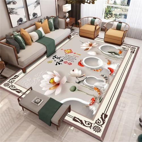 DJHWWD Kinderteppich Junge Teppich Jugendzimmer Jungen Dekorativer Wohnzimmerteppich mit chinesischem Druckmuster 60x110CM grau waschbar in Waschmaschine Flur lang