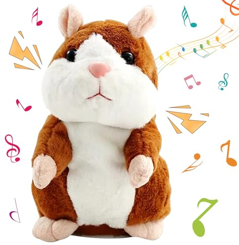 Leonshco Sprechender Hamster, Interaktives Talking Hamster Spielzeug Kinder, Nachsprechendes Plüschtier, Record-Spielzeug für Kinder, Fruhe Bildung, Lustige Geschenk für Kindergeburtstag, Braun