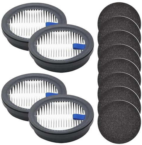 Confezione da 4 filtri HEPA e 8 filtri in spugna di ricambio per Afoddon A200Pro/A200, ORFELD B08/C10A/C10G/V16 Pro, compatibili con aspirapolvere cordless NEQUARE serie S12, S25, S26