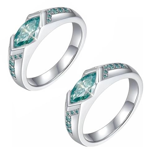 Magnetischer lymphatischer Titanionen-Moissanit-Diamantring, Moissanit-Magnetologie-Lymphvity-Ring, modischer offener Zirkonia-Ring, modische Ringe für Männer und Frauen (2pcs Green)