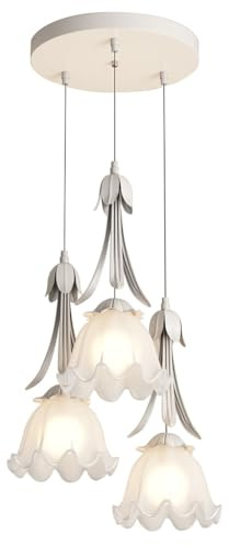 HEYUN Hängelampe Kreative Weißer Blume Pendelleuchte E27 Hängeleuchte Dekorative Kreativ Kronleuchter Moderne Esstisch Deckenlampe 3-flammig Deckenleuchte Lampe Schlafzimmer Küche Esszimmer(A1)