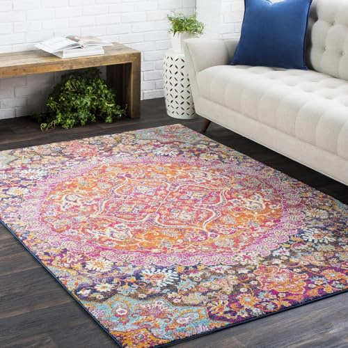 Livabliss Neerja Bechar Vintage Rug – 200x275 cm, Orange, Burgundy & Navy
