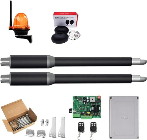 Kit d'ouverture de portail électrique 200 kg à double bras avec actionneur automatique de moteur – Opérateur de contrôle d'accès pour porte battante – Ouvre-portail automatique