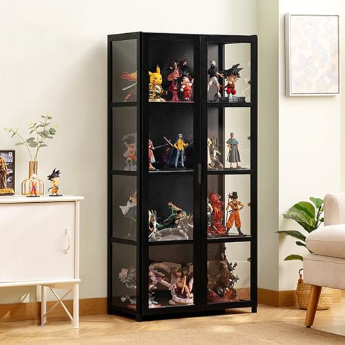 YFWOKSL Vitrine, Vitrine mit Acryl, Vitrine mit Tür allein, Kuriositätenkabinett, Glasregal, Bambus-Aufbewahrungsschrank, Vitrine zur Kosmetikaufbewahrung, für Schlafzimmer/Wohnzimmer
