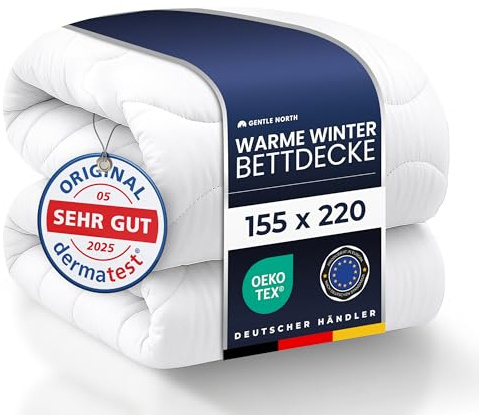 Warme Winterdecke 155x220 als Schlafdecke - Bettdecke für Allergiker geeignet - Weiche Steppdecke - Besonders Flauschig & waschbar bei 60°