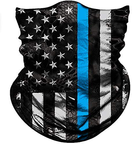 Gesichtsschutz Us-Flagge 1 Blaue Linie Halswärmer Nahtloses Half Face Schal Uv-Schutz Kopftuch Für Lauf, Motorrad, Camping