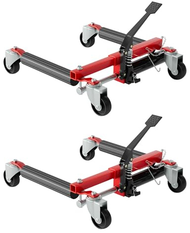 Hydraulic Car Dolly Set of 2, 3,000 LBS Capacity Vehicle Wheel Dolly with Hydraulic Foot Pump, Heavy Duty Tire Skate Jack for Car, Boat, Truck, RV Trailer
