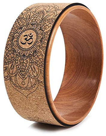 Asuinxurr Cork Yoga Rad für Yoga Posen und Backbends Inversions Effekt und Mandala Print, Yoga Prop Rad