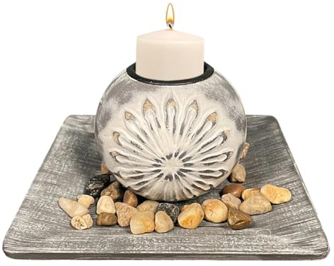 Palillo de vela esférica de madera, pieza central de la mesa del portavelas - Candelabros creativos | Portavelas artístico de corazón para amigos de la familia colegas