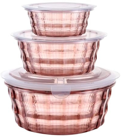 Giwnhvx Scatola di Frutta in Plastica Contenitori di Frutta con Ciotola di Zuppiera Contenitore di Plastica Trasparente Contenitore di Plastica Contenitore Sigillato Rosa