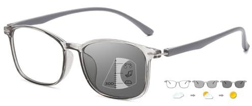 ABETOS Gleitsichtbrille Multifocus Lesebrille Selbsttönende Photochrome Herren Damen Blaulichtfilter Sonnenbrille Sehhilfe Lesehilfe mit Sonnenschutz