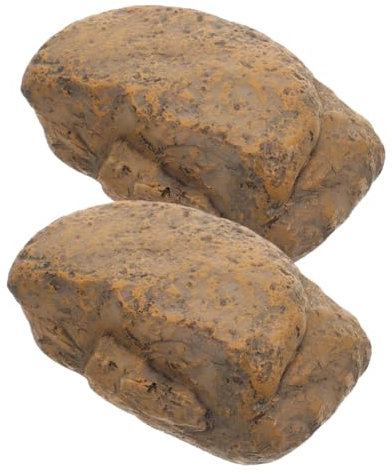 CIYODO 2Stücke Schlüsselversteck im Garten wasserdichte Fake Rock Aufbewahrungsbox für Ersatzschlüssel Dekorativer Kunststein für Outdoor Bereich Robuste und Langlebige