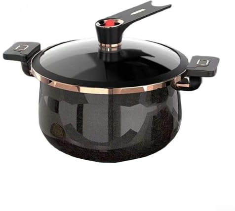 Sumsoctober Olla a presión de gran capacidad para guisos y sopas, olla antiadherente multiusos para cocina de gas e inducción (7 L, negro)