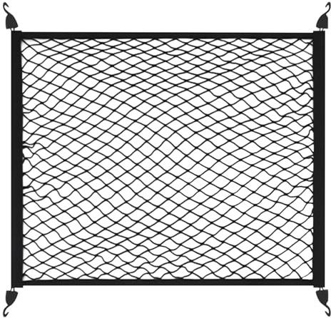 Filet de coffre élastique pour voiture, 100 x 60 cm, organiseur de rangement de voiture, design extensible robuste, crochets d'installation facile, idéal pour remorque, camping, utilisation