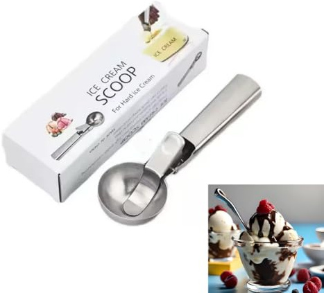 ApexStarsGroup Ice Cream Scoop – Heavy-Duty Stainless Steel with Trigger – Ergonomic Handle – Dishwasher Safe - Great for Ice Creams, Gelatos, Sundaes, Yogurt, Fruits - Available in 2 Sizes (Large)
