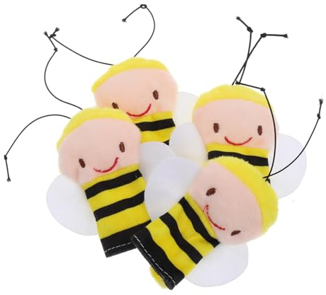 SUPVOX 4 Stück Fingerpuppen Weiche Plüsch Bienen für Kreatives Spiel und Geschichtenerzählen Interaktive Rollenspiele und Lernspielzeug für Kleinkinder