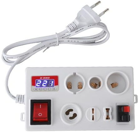 Bewinner Boîte de Testeur de Tension LED pour Ampoules B22 E14 E27 GU10 G4 G12 G9, Testeur de Lampe de Mesure de Courant de Puissance Multifonctionnel avec Affichage LED, Compteur (Prise UE 85-265V)