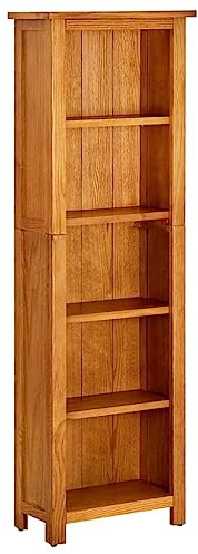KTHLBRH Libreria Rustica in Legno di Rovere Massello, Scaffale Resistente per Libri Riviste Documenti, Mobile da Soggiorno Studio con Design Senza Tempo, 45x22x140 cm
