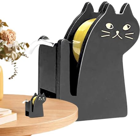 Bandhållare dispenser - 8,7 x 7 x 3,7 cm, kattformad träorganisatör