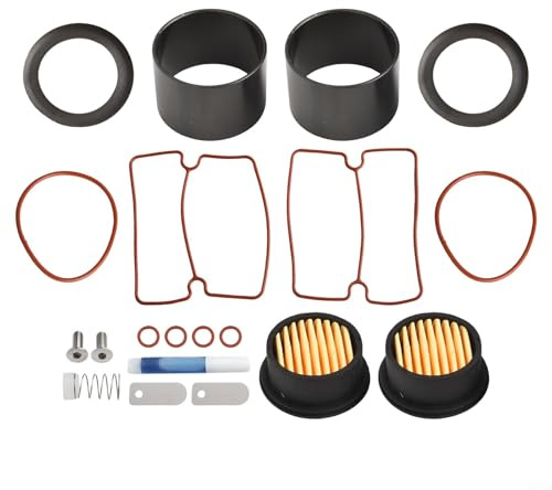 Kit di riparazione e parti del compressore d'aria dell'olio per aria silenziosa da 750 W, pistone a manicotto cilindrico con anelli di tenuta, piastre valvole, elementi filtranti e anaerobici