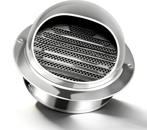 Griglia di Ventilazione a Sfera da 100 150 200 mm, Acciaio Inossidabile Cappello Eolico Sfiato Esterno con Rete e Fibbia(4.7 INCH/120 MM)