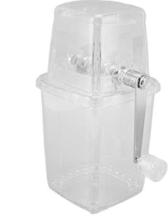 Hand Cranked Ice Crusher, Manual Ice Crusher for Home Kitchen, Clear Rustproof Multifunctional Ice Shaver with Stainless Steel Blades, Perfect for Summer Drinks and Party Entertain (Transparent)
