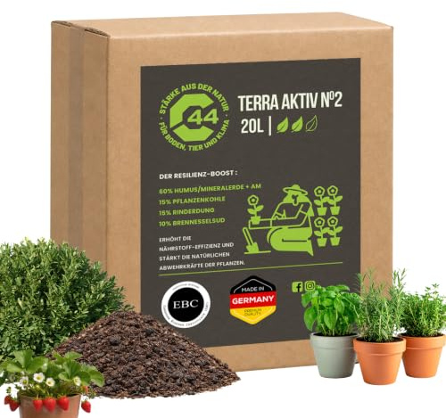 20L Terra Aktiv No.2 Pflanzenkohle Resilienz-Boost – Mit Aktiven Mikroorganismen für Widerstandskraft & Ertrag – Universal Bodenaktivator für Gemüse & Garten – Bio P/K Fokus | C44-Zittau