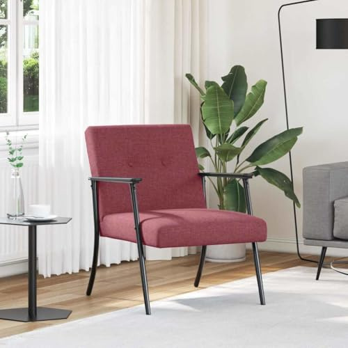 Ziaphsol Fåtölj vinrött tyg med ergonomisk design för vardagsrum, sovrum eller kontor, roterbar, justerbar, bekväm loungestol med armstöd, ryggstöd, trä- och metallbas