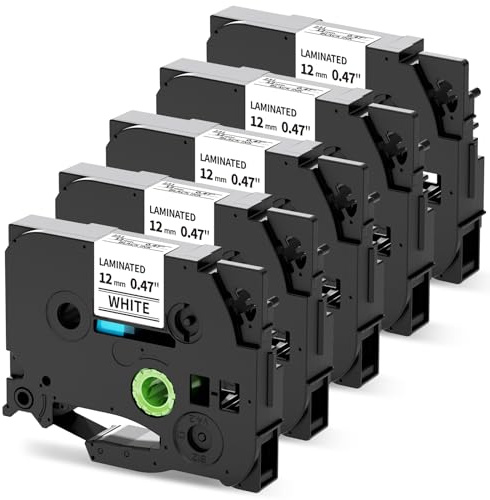 MarkField 5x Kompatibel mit Brother P-touch TZe-231 12mm 0.47 Weiß Bänder | TZe-231 TZ 12mm x 8m Weiß Schriftband für PT-1000 1010 1280 H101C H100LB/R H105 H107B H110 H200 E110 D200 D210 D400 Cube