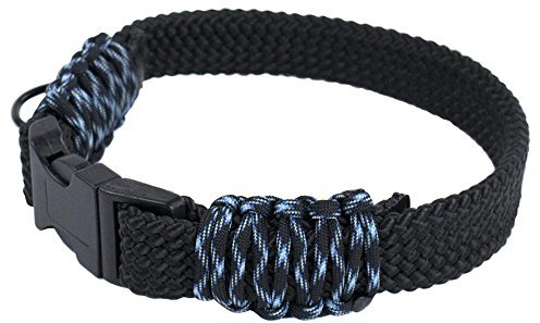 Flaches geflochtenes Seil, Paracord-Hundehalsband-Kits – wählen Sie aus Rot, Schwarz, Neonrosa und Hellbraun/Camo – DIY Hundehalsbänder machen Ihren pelzigen Freund zu etwas Besonderem (Schwarz &