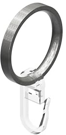 INTERDECO Gardinenstangen Gardinenringe, aus Metall, Edelstahl-Optik, Flachringe mit Faltenhaken für Vorhangstangen 20 mm, Ringe in 33 x 27 mm, Typ 1120506, 10 Stück