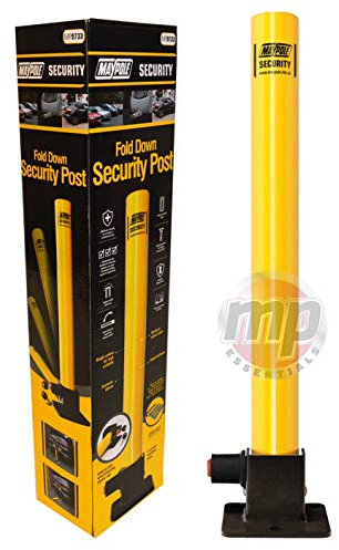 MP Essential Heavy Duty Steel Folding Fold Down Driveway Parking Barrier Security Post with Integral Lock (1)