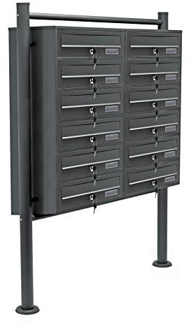 Multiple Outdoor Letterbox Standing Multi-slot Postbox 2x6 Galvanised Steel Mailboxes in Anthracite