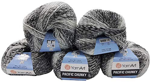 YarnArt Pacific Chunky - Ovillo de Lana (5 ovillos de 100 g, con Degradado de Color, 500 g, 20% Lana)