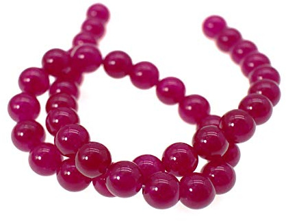 Chalcedony Round Smooth Loose Beads for Jewelry Making DIY Handmade - 15 1 Strand per Bag (10mm, 11 Rose Red)