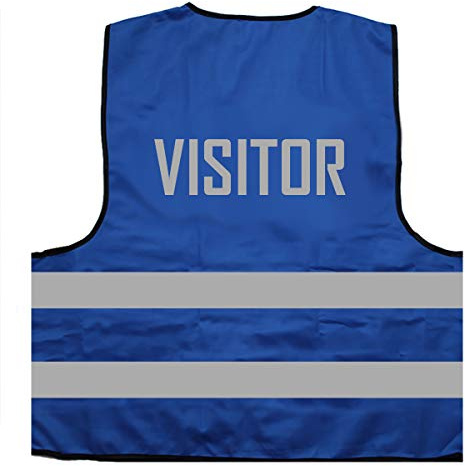 Warnweste - Signalweste - Visitor - Warnweste mit reflektierendem Aufdruck - Größe L/XL, Blau