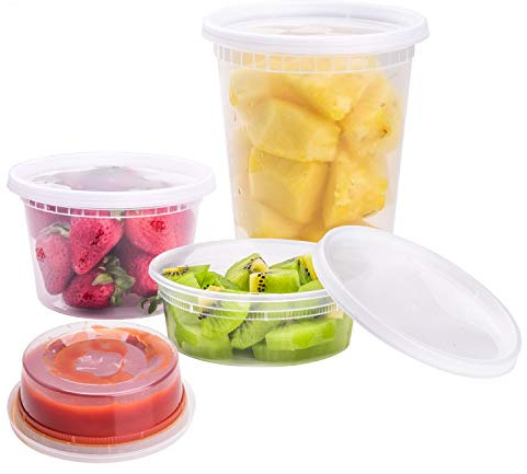 TashiBox Frischhaltedosen aus Kunststoff mit Deckel, luftdicht, BPA-frei, mikrowellen-, spülmaschinen- und gefriergeeignet, 237 ml, 48 Sets, 16 Sets je Größe